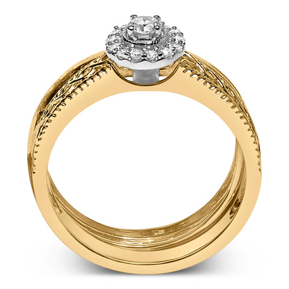 UndeniablyLuxe Fine Jewelry Diamond Halo Engagement Ring and Wedding Band Set