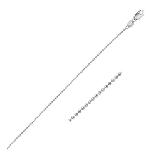 14K White Gold Bead Chain Necklace