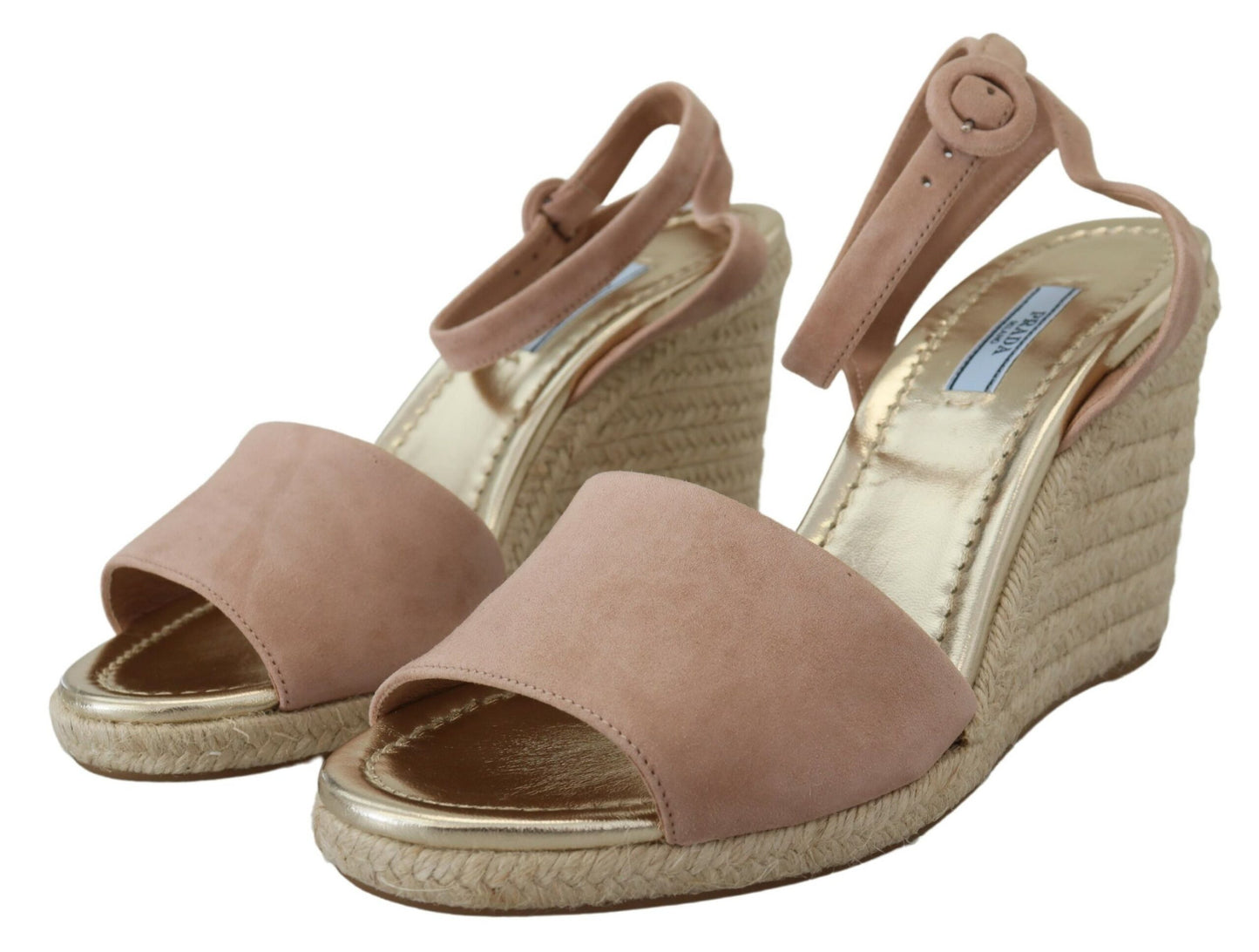 Prada Suede Platform Wedge Sandals in Pink