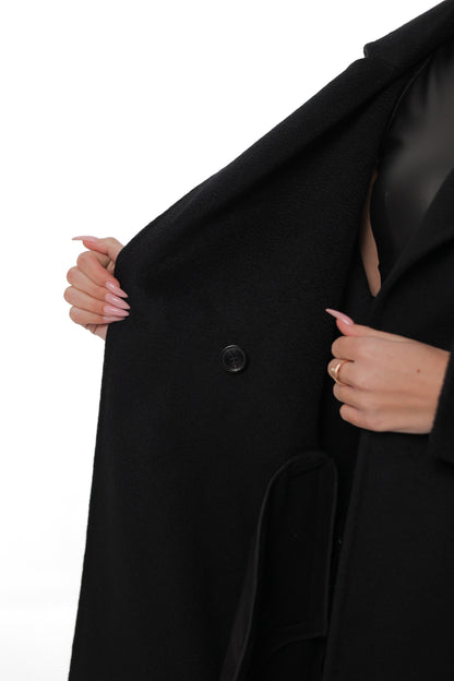 Noir Cashmere Blend Overcoat