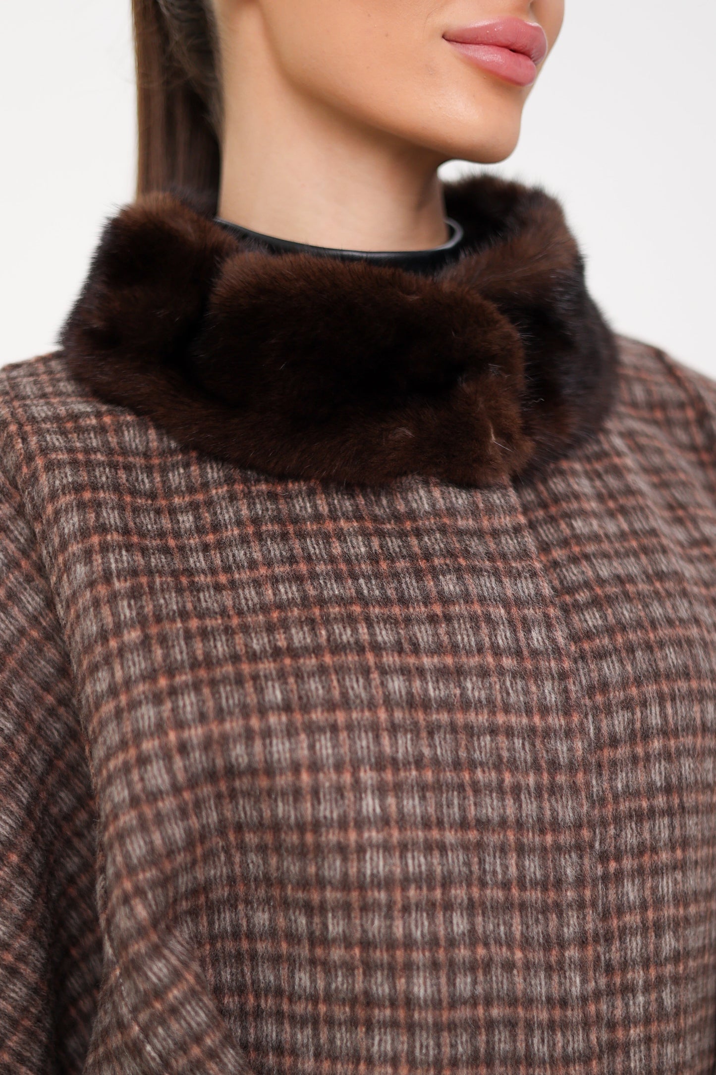 Scandinavian Mink Fur Double Face Wool Poncho