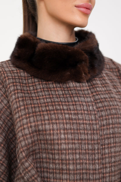Scandinavian Mink Fur Double Face Wool Poncho