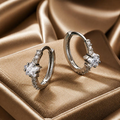 Pavé Cubic Zirconia Platinum Plated Hoop Earrings