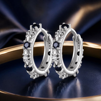Oxidized Sterling Silver Pavé Cubic Zirconia Hoop Earrings