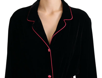 Dolce & Gabbana Black Viscose-Silk Belted Blazer