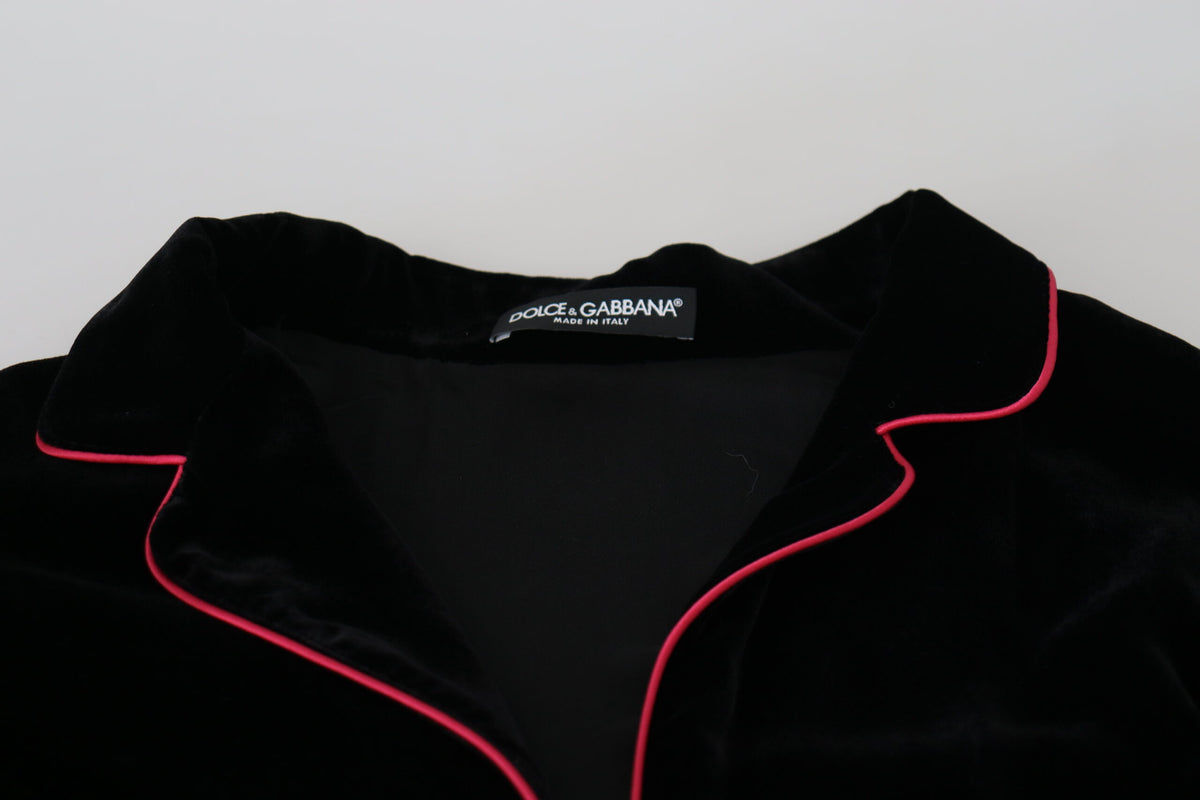 Dolce & Gabbana Black Viscose-Silk Belted Blazer