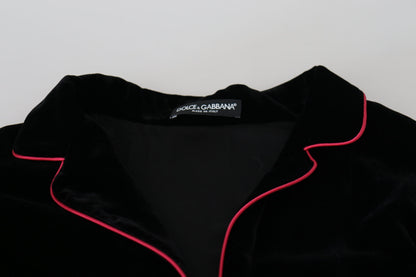 Dolce & Gabbana Black Viscose-Silk Belted Blazer