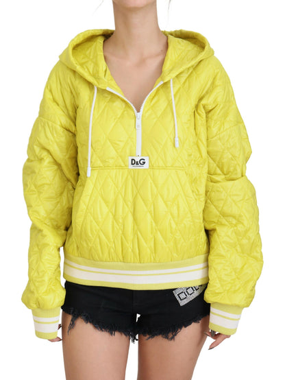 Dolce & Gabbana Yellow Nylon Quilted Hooded Pullover Jacket II
