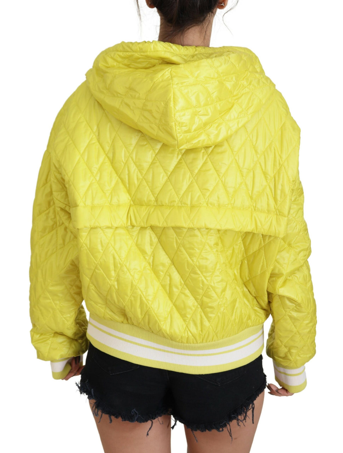 Dolce & Gabbana Yellow Nylon Quilted Hooded Pullover Jacket II