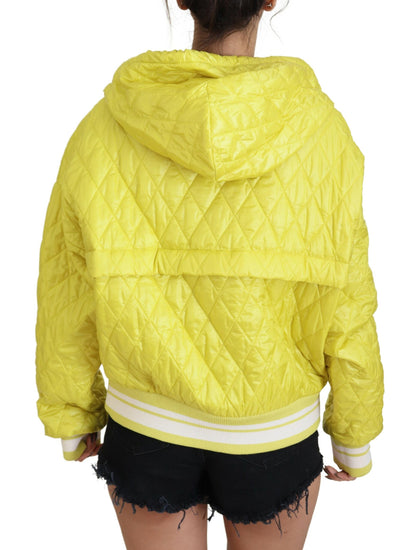 Dolce & Gabbana Yellow Nylon Quilted Hooded Pullover Jacket II