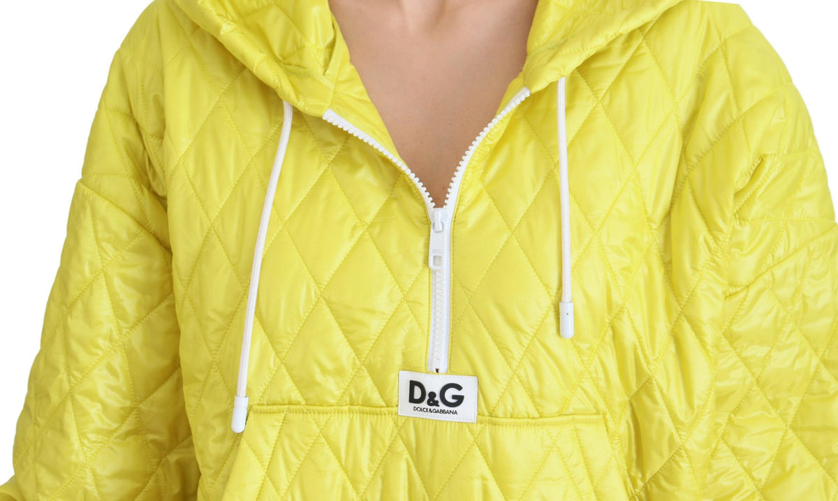 Dolce & Gabbana Yellow Nylon Quilted Hooded Pullover Jacket II