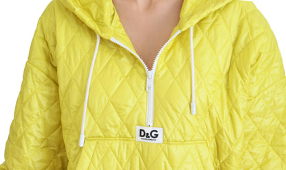 Dolce & Gabbana Yellow Nylon Quilted Hooded Pullover Jacket II