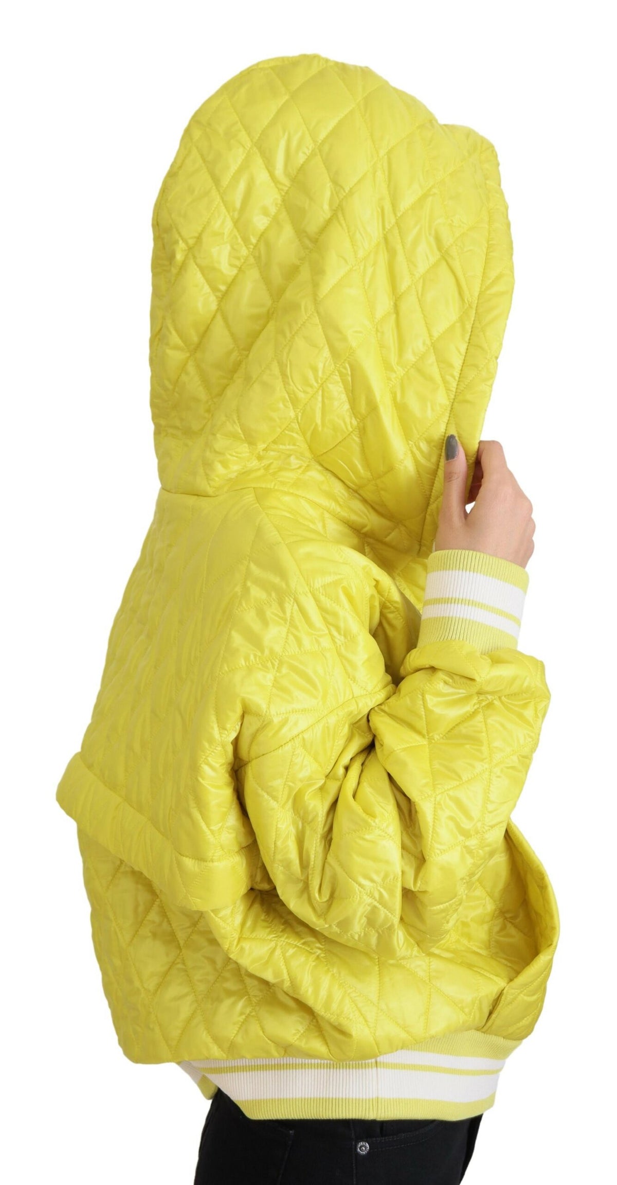Dolce & Gabbana Yellow Nylon Quilted Hooded Pullover Jacket II