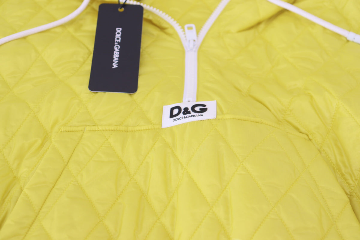 Dolce & Gabbana Yellow Nylon Quilted Hooded Pullover Jacket II