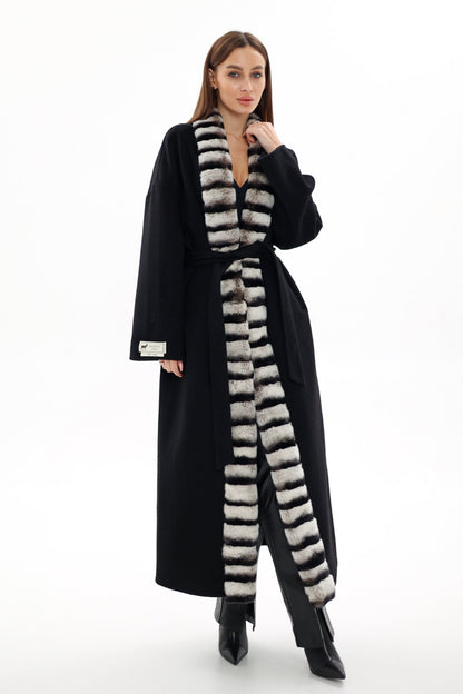 French Orylag Fur Italian Cashmere Wool Coat