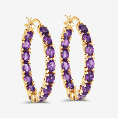 Sterling Silver Amethyst Hoop Earrings