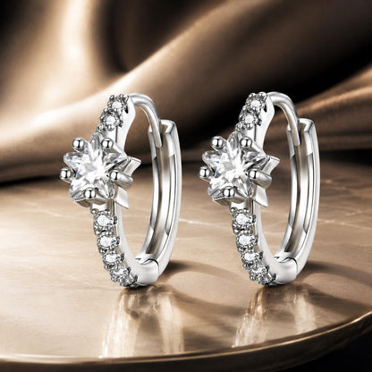 Pavé Cubic Zirconia Platinum Plated Hoop Earrings