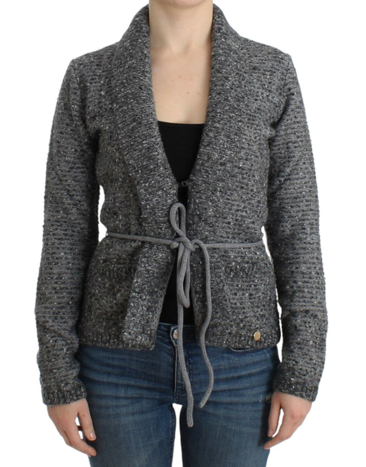 Cavalli Gray wool knitted cardigan