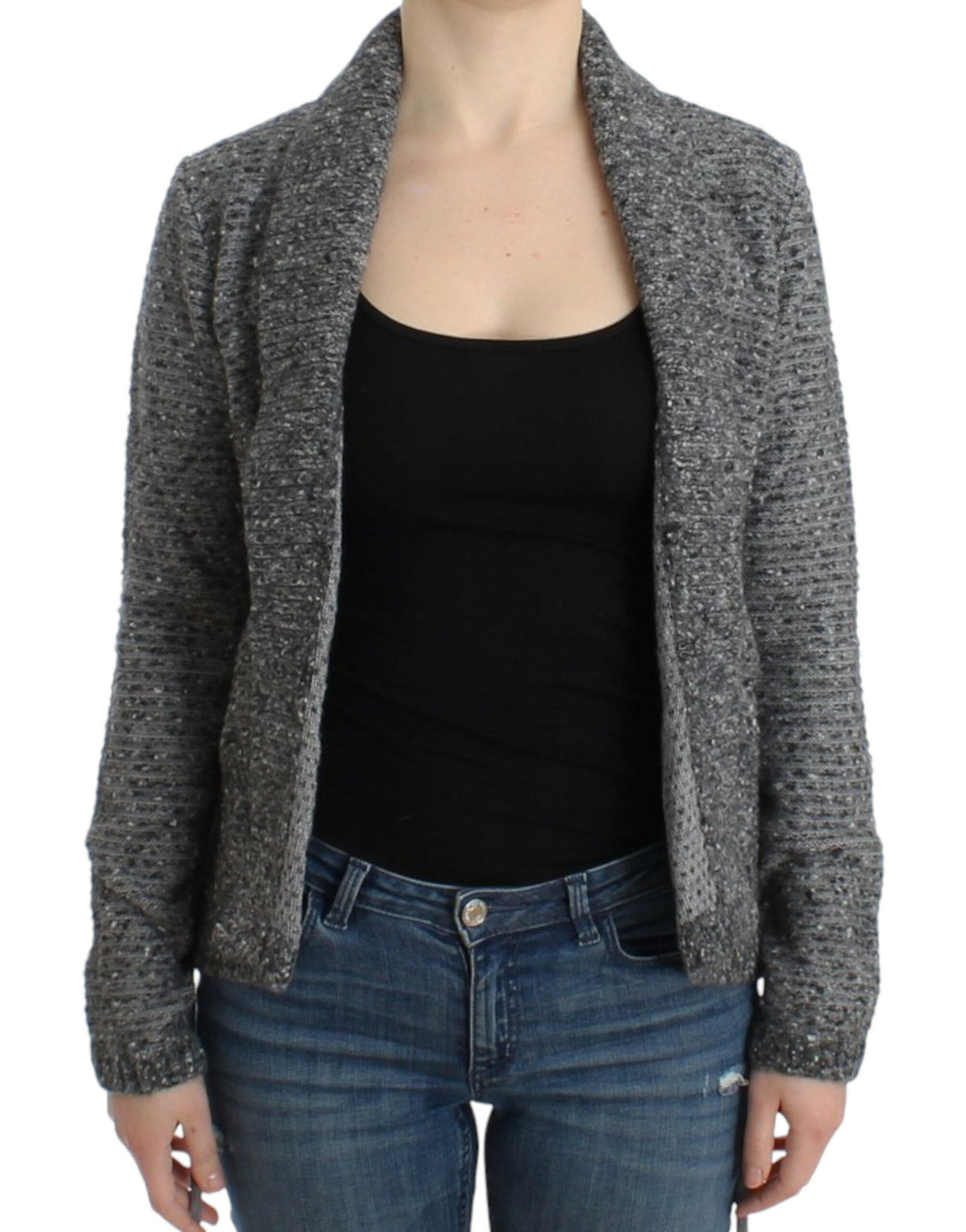Cavalli Gray wool knitted cardigan