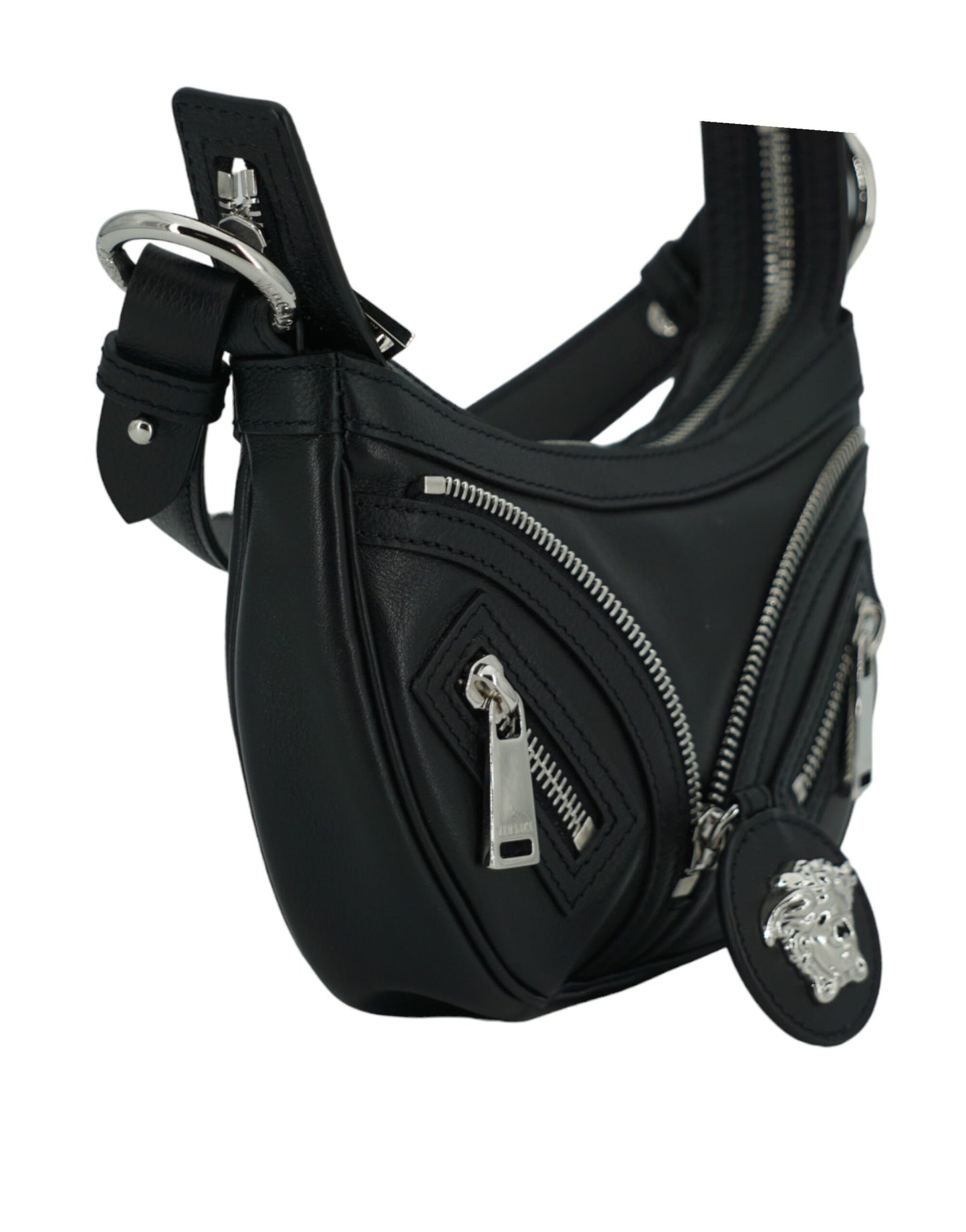 Black Calf Leather Hobo Mini Shoulder Bag