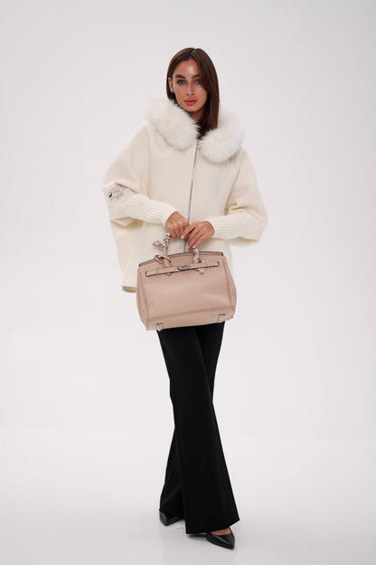 Saga®Furs Hooded Polar Fox Wool Alpaca Coat