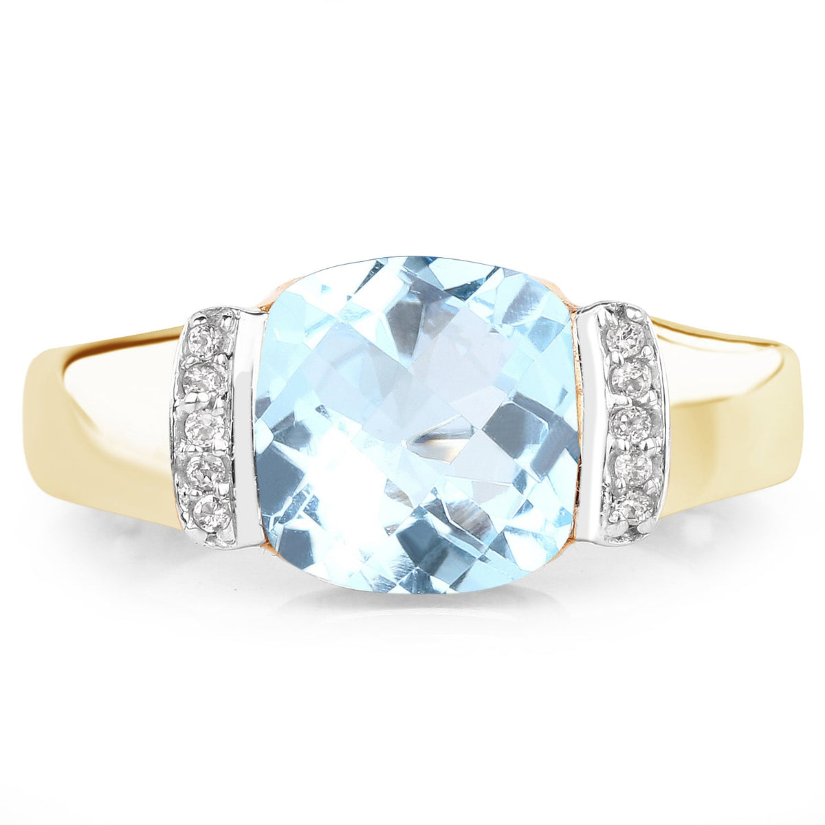 Blue Topaz & White Topaz 14K Gold-Plated Sterling Silver Ring