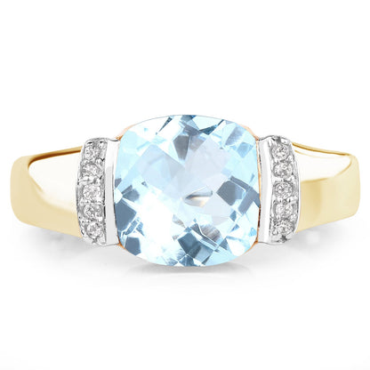 Blue Topaz & White Topaz 14K Gold-Plated Sterling Silver Ring