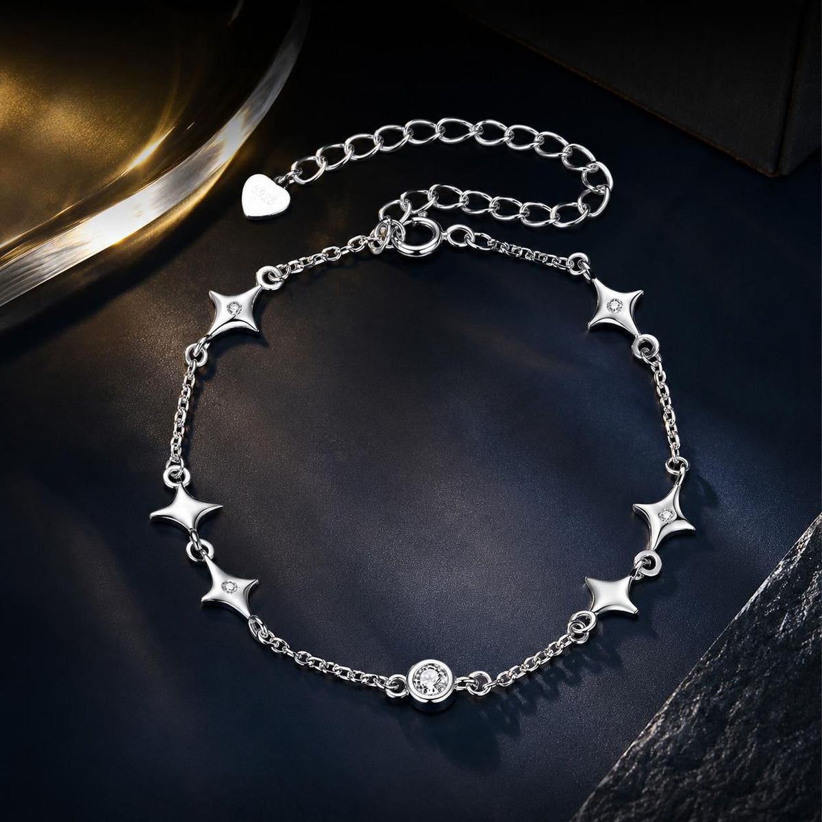 Sterling Silver White Gold Plated Pavé CZ Bracelet