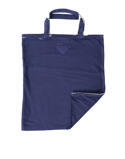 Prada Blue Canvas Shopping Tote Bag