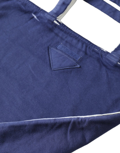 Prada Blue Canvas Shopping Tote Bag