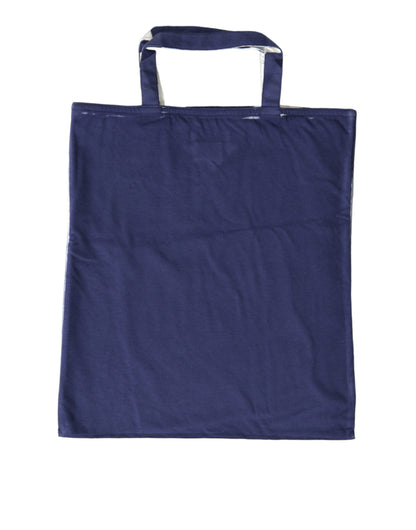 Prada Blue Canvas Shopping Tote Bag