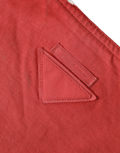 Prada Red Canvas Shopping Tote Bag