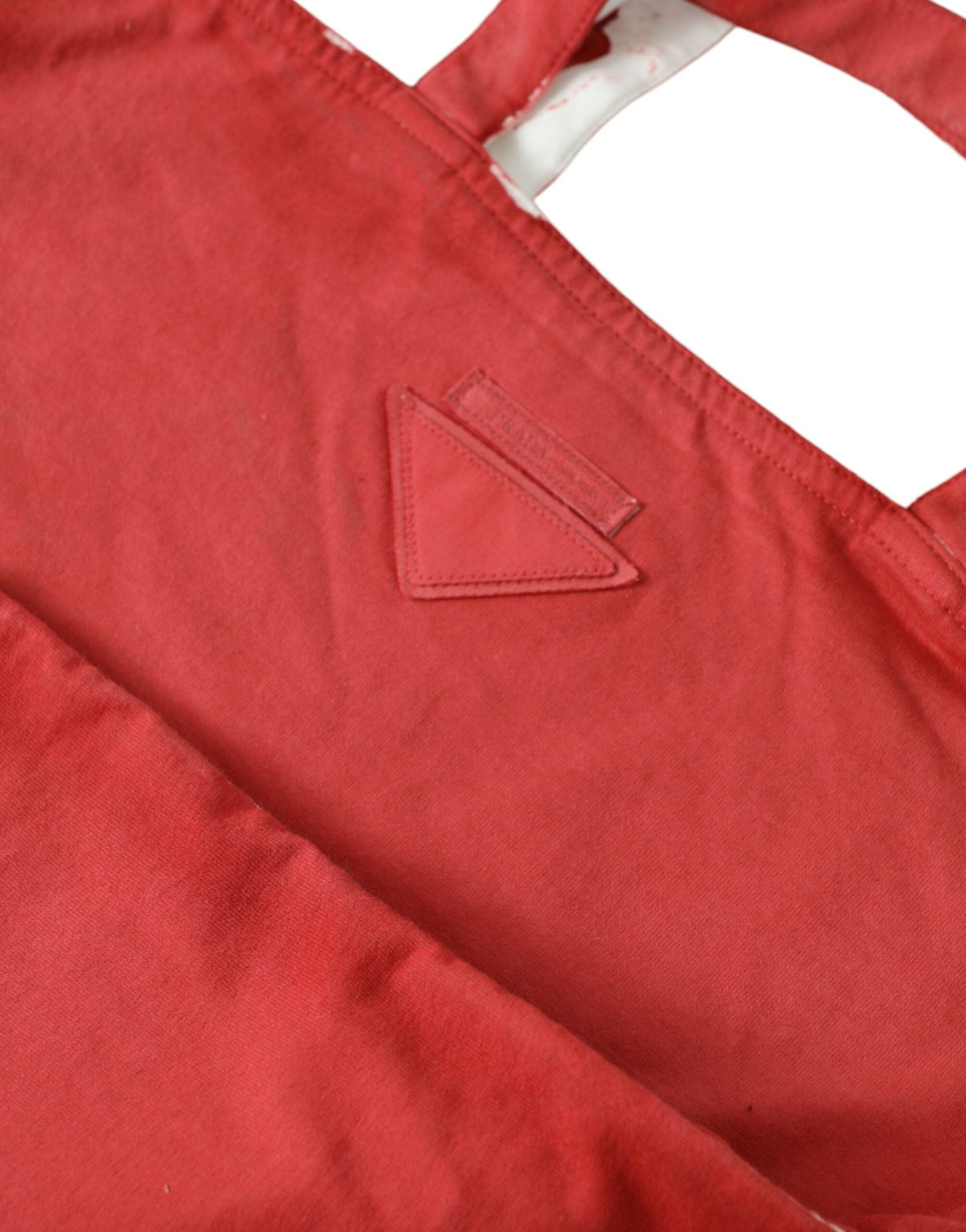 Prada Red Canvas Shopping Tote Bag