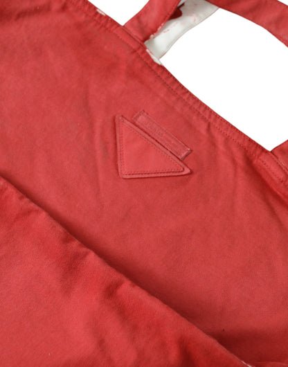 Prada Red Canvas Shopping Tote Bag