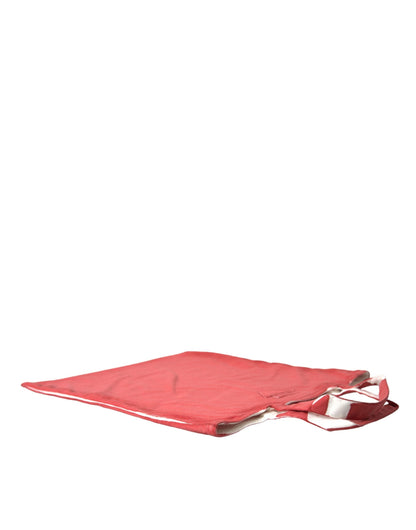 Prada Red Canvas Shopping Tote Bag