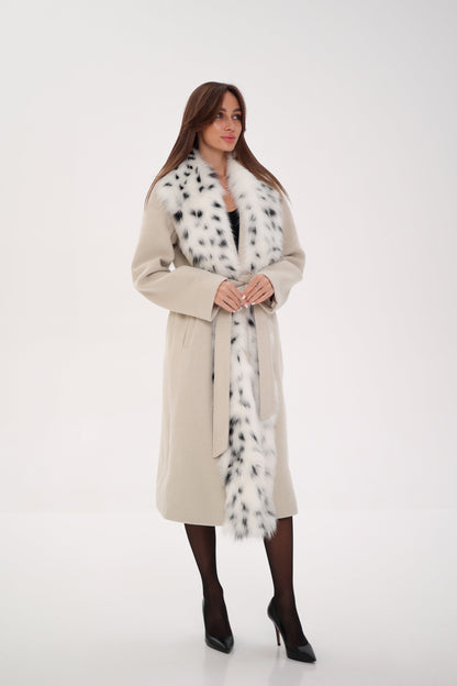 Arctic Fox Virgin Wool Wrap Coat