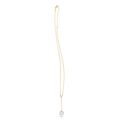 14K Yellow Gold Pearl Lariat Necklace