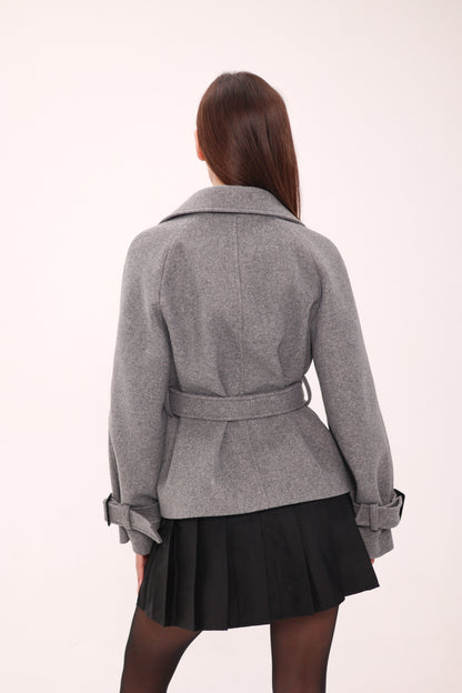 Megan Tailored Wool Blend Coat in Grey