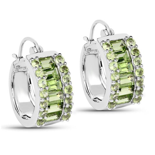 Sterling Silver Peridot Huggie Earrings
