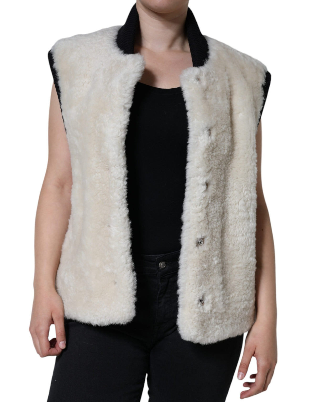 Burberry Warrenford White Shearling Vest Jacket