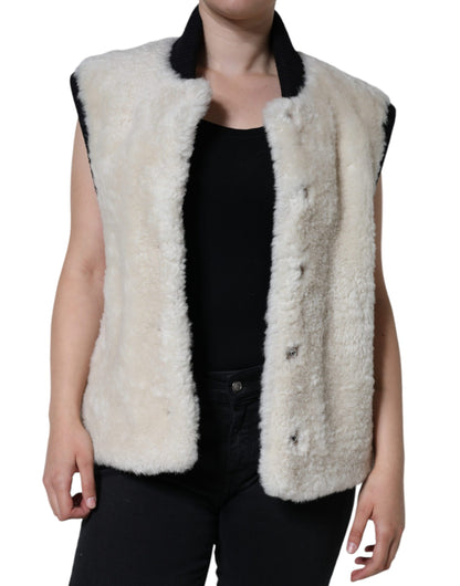 Burberry Warrenford White Shearling Vest Jacket