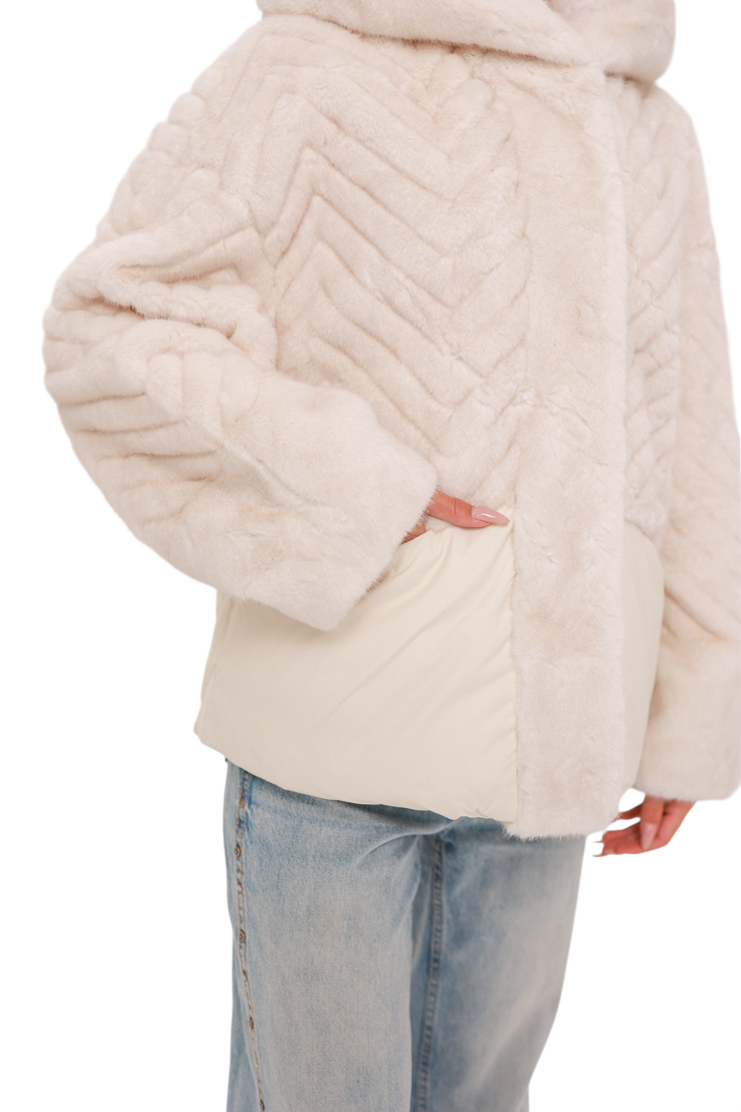 Montana Eco-Fur Down Fill Coat in Ivory