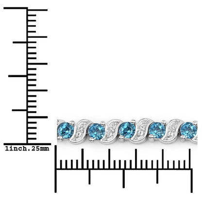 Sterling Silver London Blue Topaz and White Topaz Bolo Bracelet