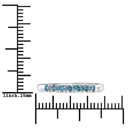 14K White Gold Blue Diamond Band Ring