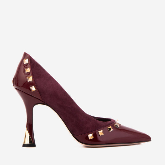 The Bella Vita Studded Burgundy Leather Pump Women Shoe