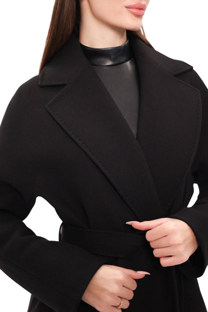 Cambridge Comfort Wraparound Wool Cashmere Coat Black