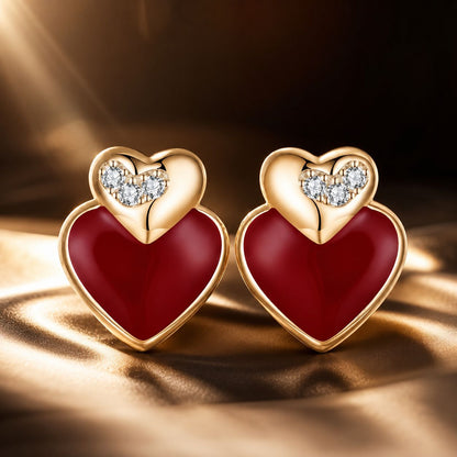 925 Sterling Silver Cubic Zirconia Enamel Rose Gold Plated Earrings