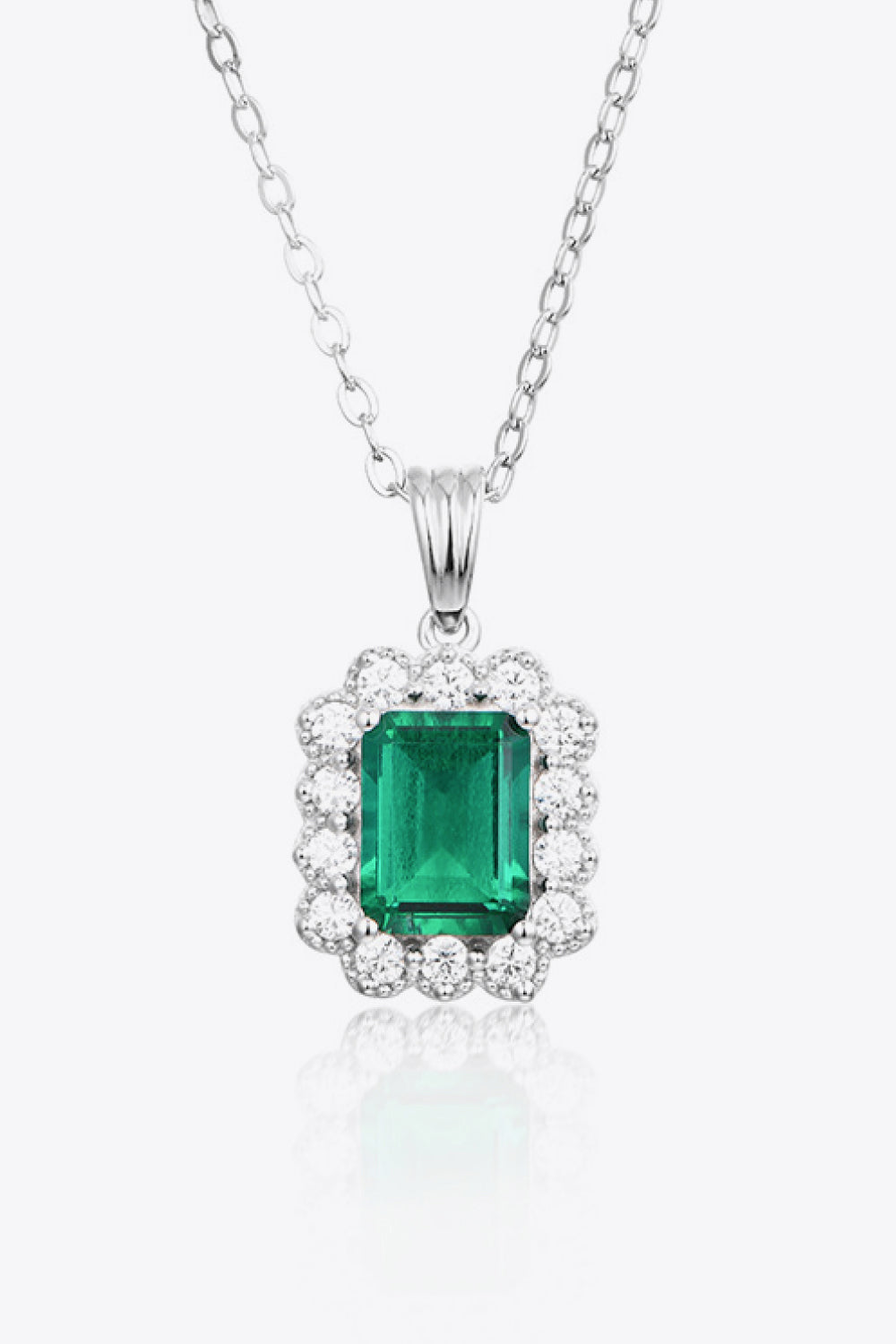1.5 Carat Emerald Pendant Sterling Silver Necklace - Undeniably LUXE