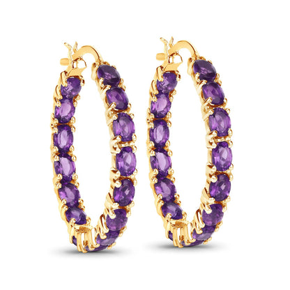 Sterling Silver Amethyst Hoop Earrings