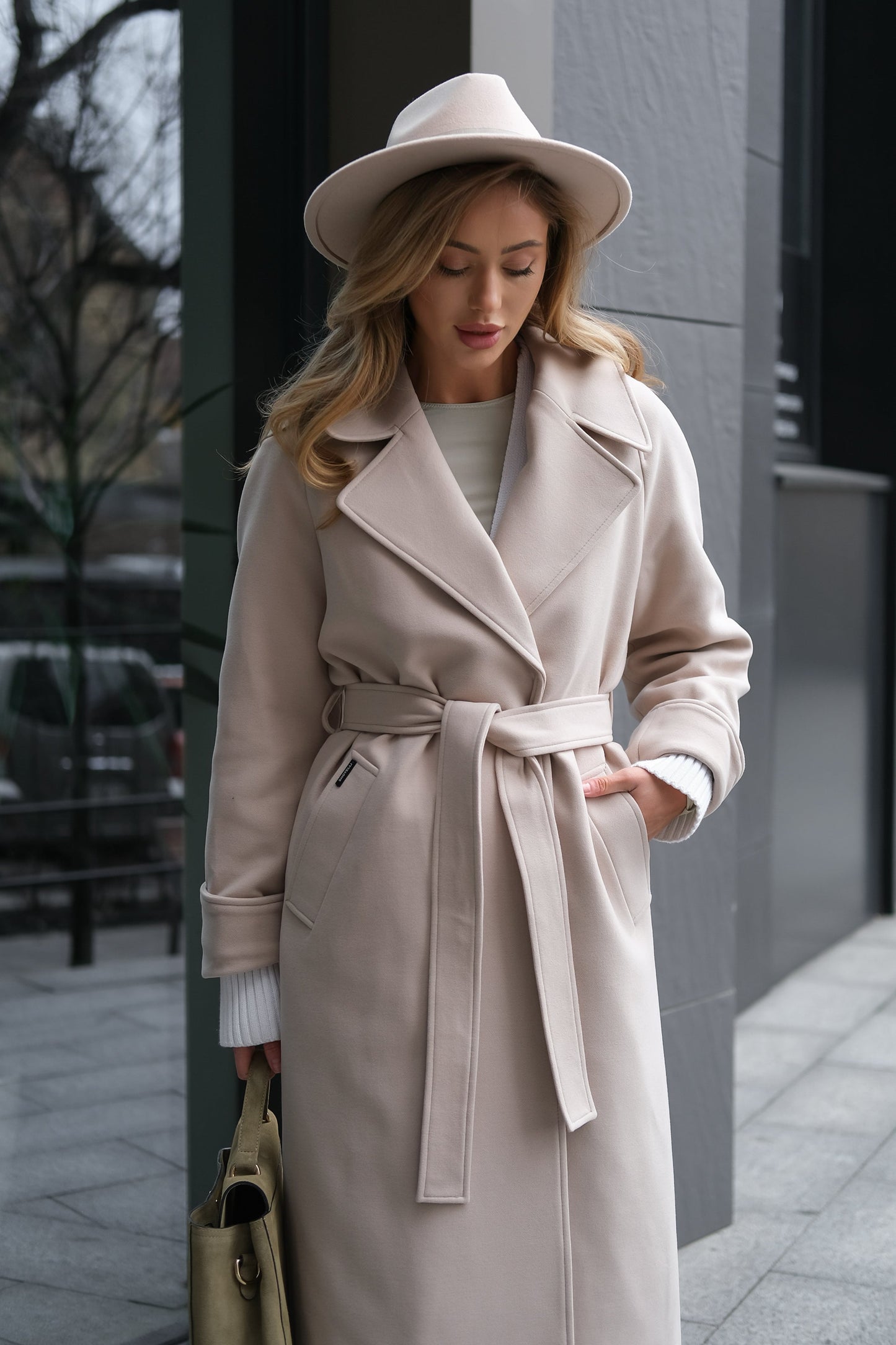 Emily Classic Wool Blend Overcoat Ivory